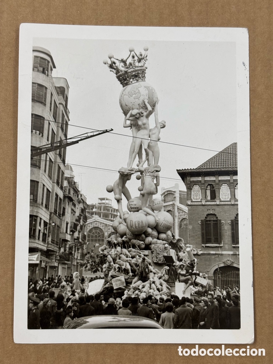 Photographie ancienne: VALENCIA, FALLAS, PLA&Ccedil;A DEL MERCAT - ANTIGUA FOTOGRAFIA, A&Ntilde;O 1963