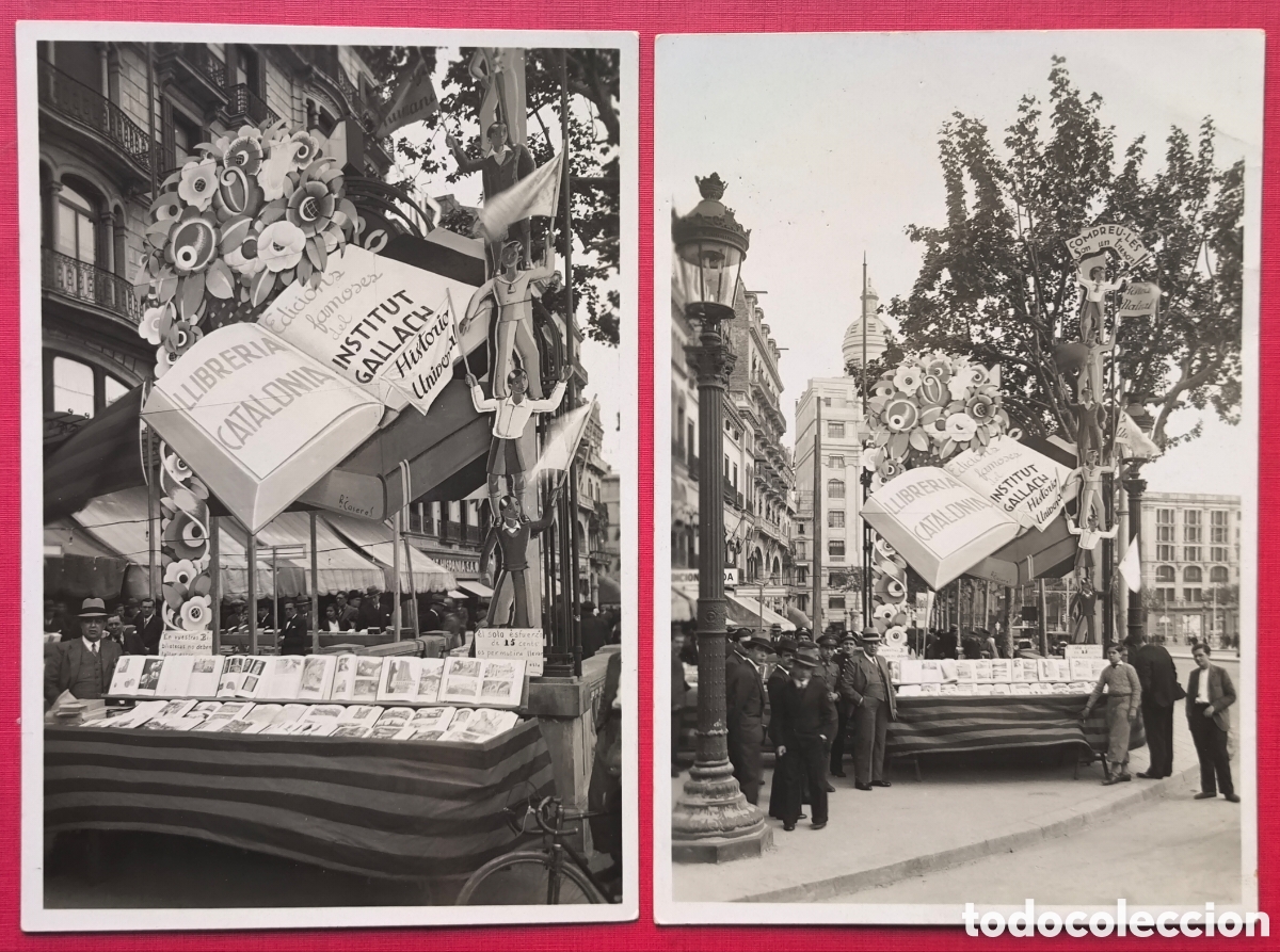 Fotograf&iacute;a antigua: LLIBRERIA CATALONIA PARADA FESTA DE SANT JORDI FOTOGRAF&Iacute;A PLA&Ccedil;A CATALUNYA BARCELONA C. 1930