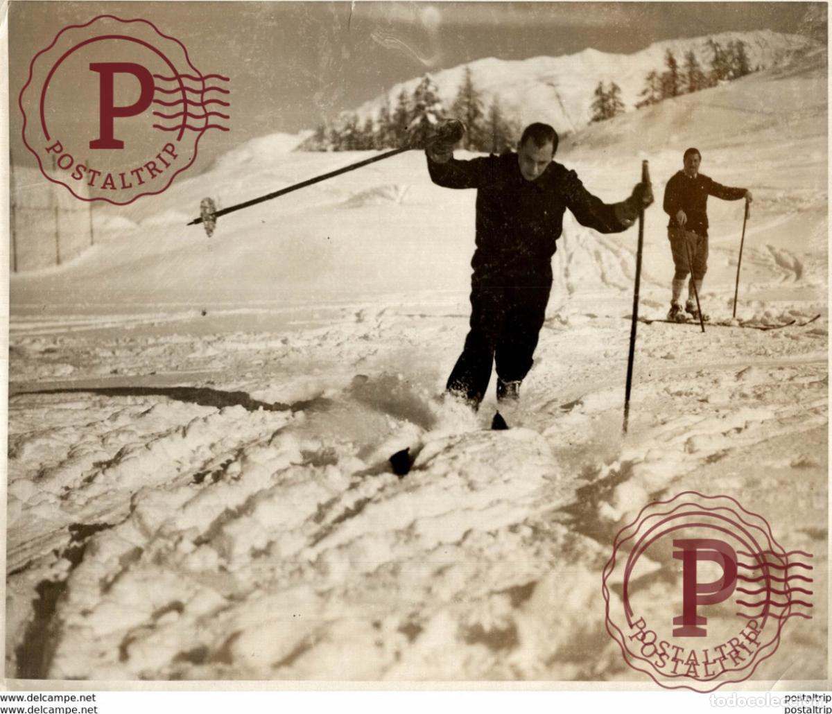 Alte Fotografie: ST MORITZ SUISSE SUIZA ZWITSERLAND SKI SKIING WINTER FUN SKIERS 25*20 CM Fonds Victor FORBIN 1864