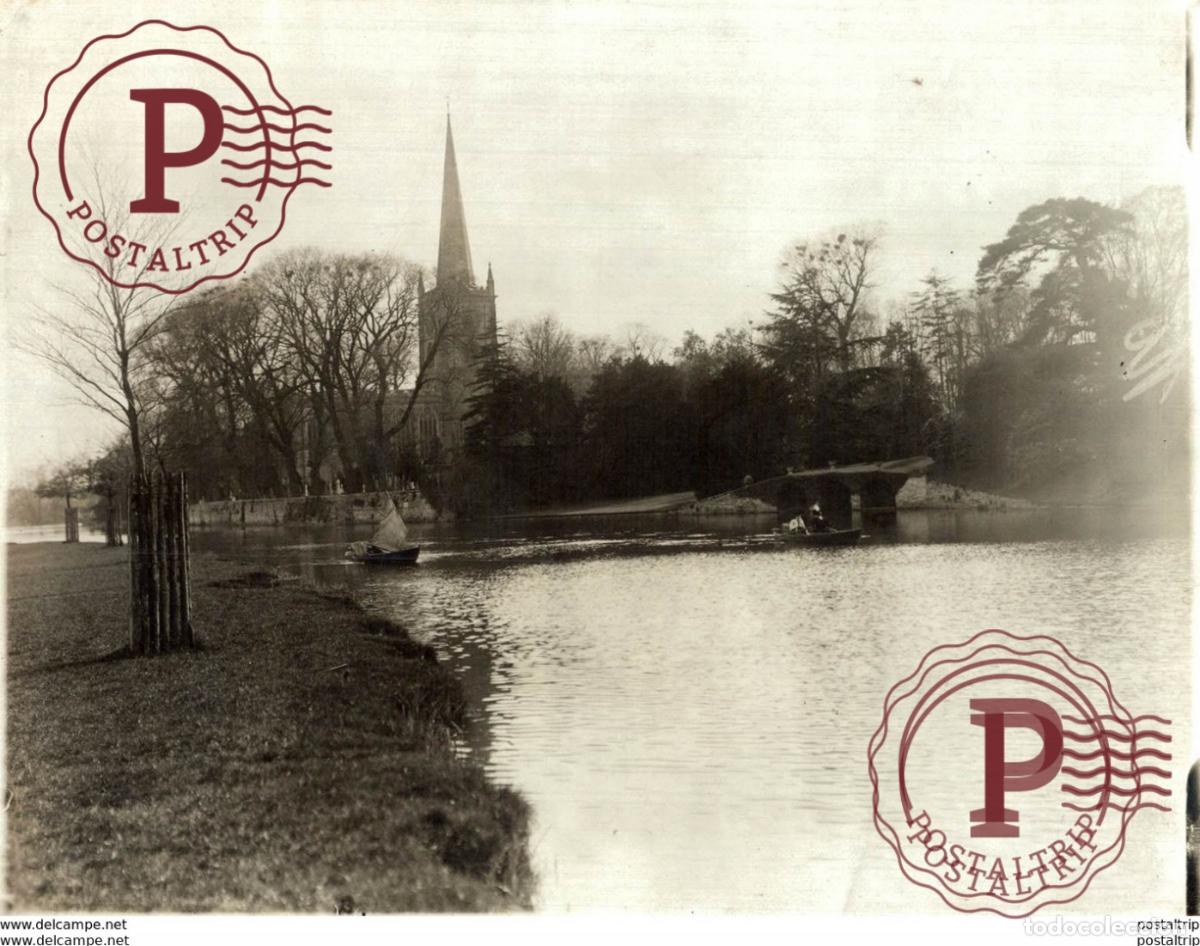 Alte Fotografie: STRATFORD ON AVON ENGLAND OLD CHURCH SHAKESPEARES BIRTHPLACE 16*12 CM Fonds Victor FORBIN 1864-1947