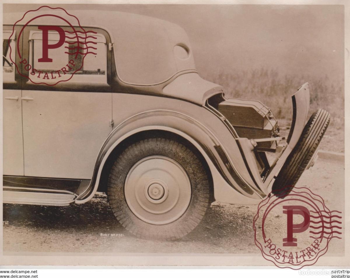 Fotografia antiga: PARIS MOTOR SHOW WATER AND DUST PROOF LUGGAGE BOOT THRUPP AND MABERLY OF LONDON 20*15CM Fonds Vict
