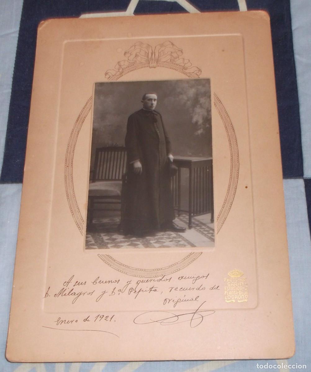 Fotograf&iacute;a antigua: fotografia de un sacerdote hecha por photo - art Garay de logro&ntilde;o a&ntilde;o 1921