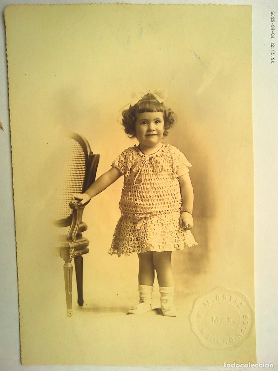 Fotograf&iacute;a antigua: PRECIOSA FOTO DE ESTUDIO DE NI&Ntilde;A MEXICANA , 1919 . DE M. ORTIZ , MEXICO