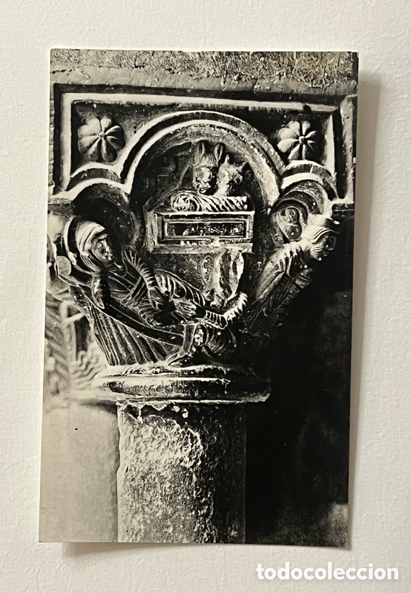 Fotograf&iacute;a antigua: Santa Maria de l&rsquo;Estany 4, Monasterio, claustro, capitel del Nacimiento de Jes&uacute;s. Arxiu Cuyas