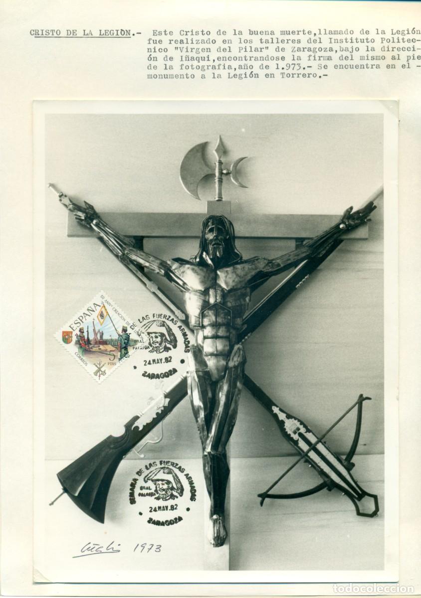 Fotograf&iacute;a antigua: ZARAGOZA. MILITAR. CRISTO DE LA LEGION. CAPITAN GENERAL BOSCH DE LA B.10 GRANDES FOTOS. 1973.