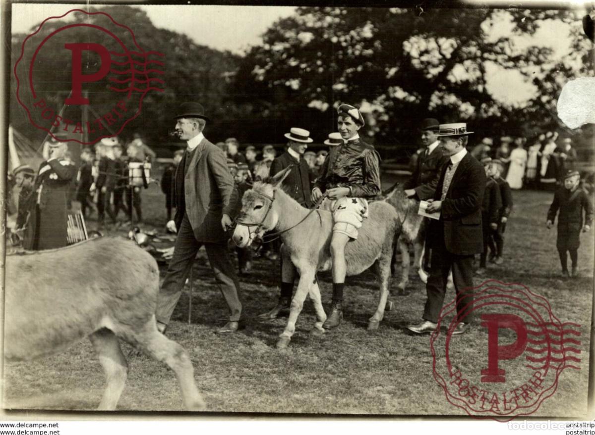 Fotografia antiga: wembley royal veterinary lobby sports DONKEY RACE +++- 16*12CM&nbsp;Fonds Victor FORBIN 1864-1947