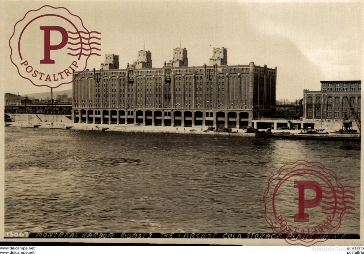 Fotografia antica: CANADA MONTREAL HARBOR BOATS THE LARGEST COLD STORAGE PLANT +- 17*12CM&nbsp;Fonds Victor FORBIN 1864-19