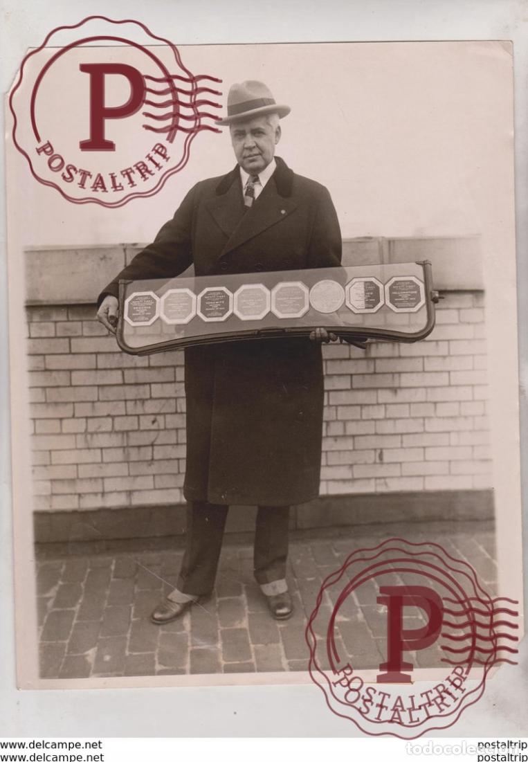 Photographie ancienne: COL LLOYD COLLIS NEW YORK CITY COMPLETES TOUR NATIONAL PARKS MOTORIST YELLOWSTONE 25*20CM Fonds Vic