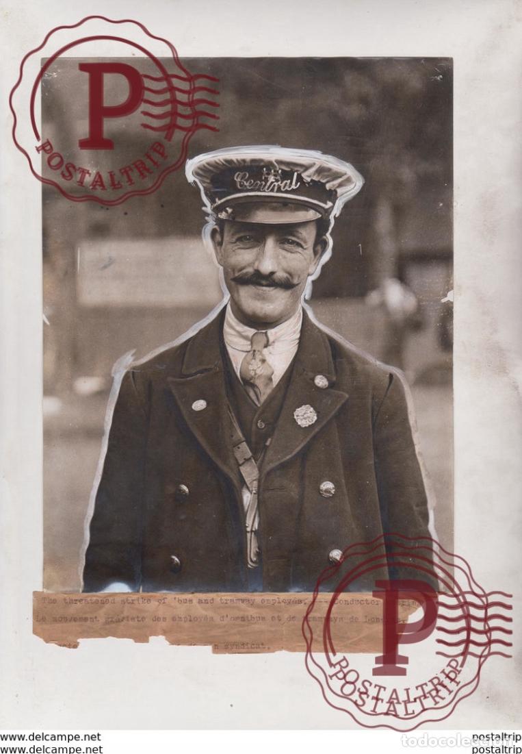 Antique Photography: strike tramway employes omnibus tramways london uk TRAIN TREN CHEMIN DE FER 21*16CM Fonds Victor FOR