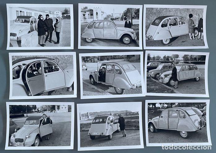 Fotograf&iacute;a antigua: 9 FOTOS COCHE AUTOMOVIL CITROEN 2CV MATRICULA BARCELONA A&Ntilde;O 1966
