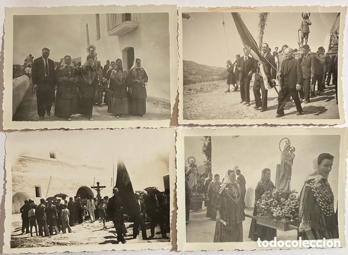 Fotograf&iacute;a antigua: Ibiza lote de 4 fotos antiguas de procesiones de los a&ntilde;os 40 o 50