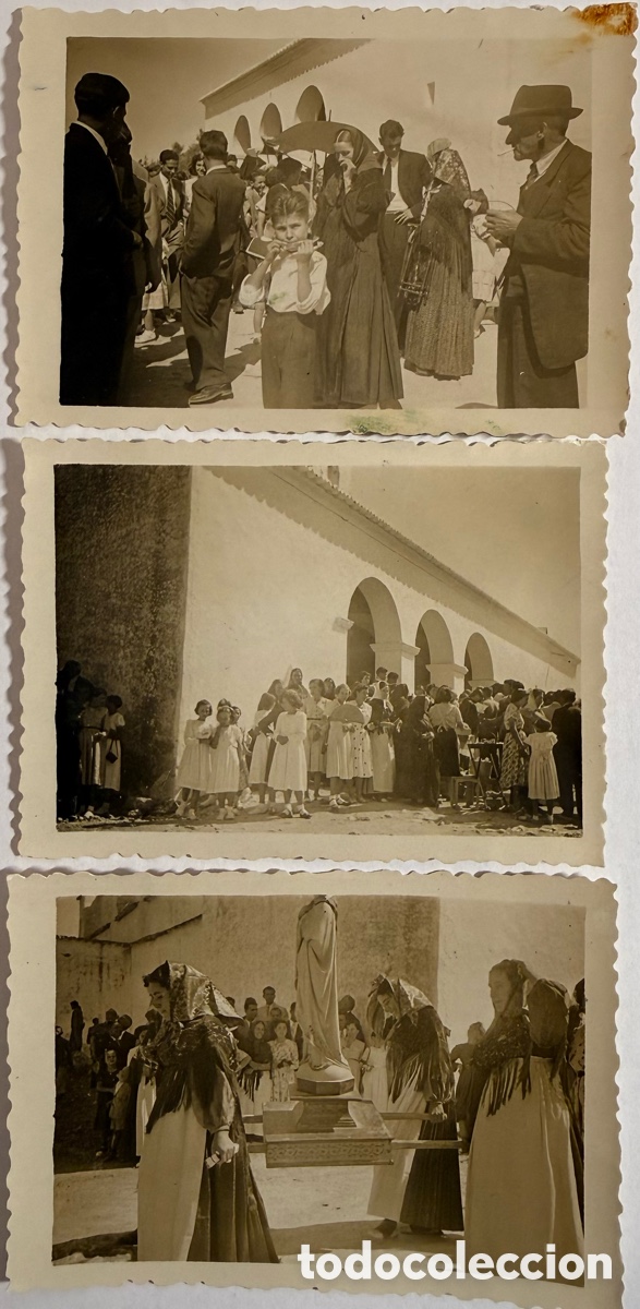 Fotograf&iacute;a antigua: Ibiza Lote de 3 fotograf&iacute;as de procesiones en San Mateo a&ntilde;os 40 50