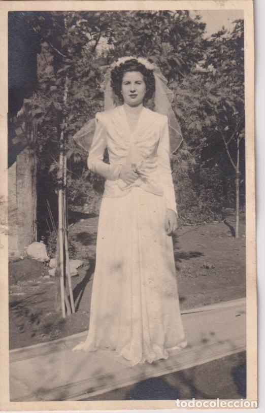 Fotograf&iacute;a antigua: ANTIGUA FOTOGRAFIA RECUERDO DE BODA, NOVIA - DORSO EN BLANCO - (13,5X8,5)