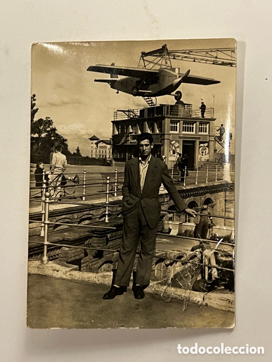 Fotograf&iacute;a antigua: BARCELONA. Parque de atracciones del Tibidabo.. Fotograf&iacute;a huella troquelada del parque (a.1951)