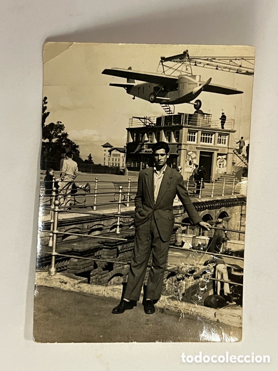 Fotograf&iacute;a antigua: BARCELONA. Parque de atracciones del Tibidabo.. Fotograf&iacute;a huella troquelada del parque (a.1951)