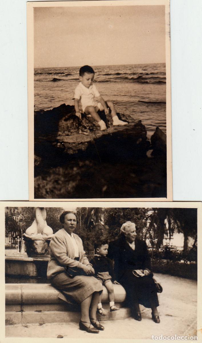 Fotograf&iacute;a antigua: Alicante. 2 fotos. Parque de Canalejas y en la playa camino de Santa Pola. A&ntilde;os 50 pc