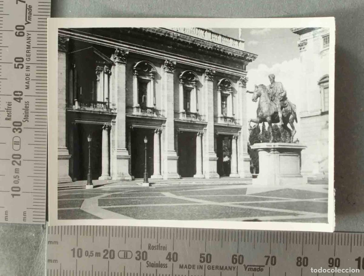 Fotograf&iacute;a antigua: FOTOGRAFIA. Piazza del Campidoglio - Palazzo dei Conservatori - Statua di Marco Aurelio