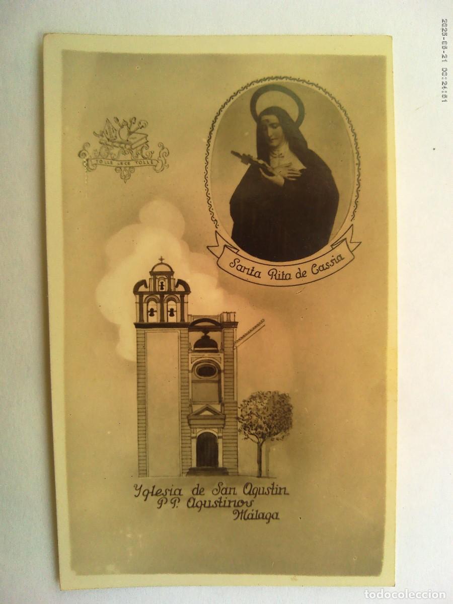 Fotograf&iacute;a antigua: FOTOMONTAJE DE SANTA RITA DE CASIA Y LA IGLESIA DE SAN AGUSTIN DE LOS PP. AGUSTINOS DE MALAGA