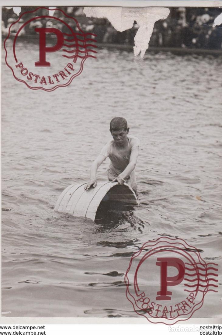Alte Fotografie: RYDE JUVENILE REGATTA TUBE RACE 16*12CM Fonds Victor FORBIN 1864-1947