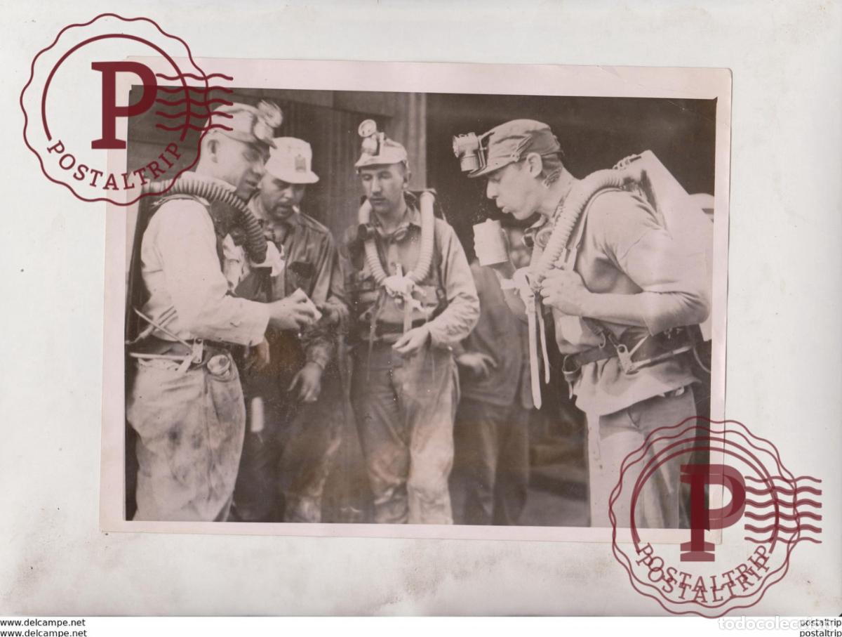 Fotografia antiga: MINE RAMP SAUVETEURS EQUIPES RESERVOIRS DOXYG&Egrave;NE MINE MINAS MINING 20*15CM Fonds Victor FORBIN 186
