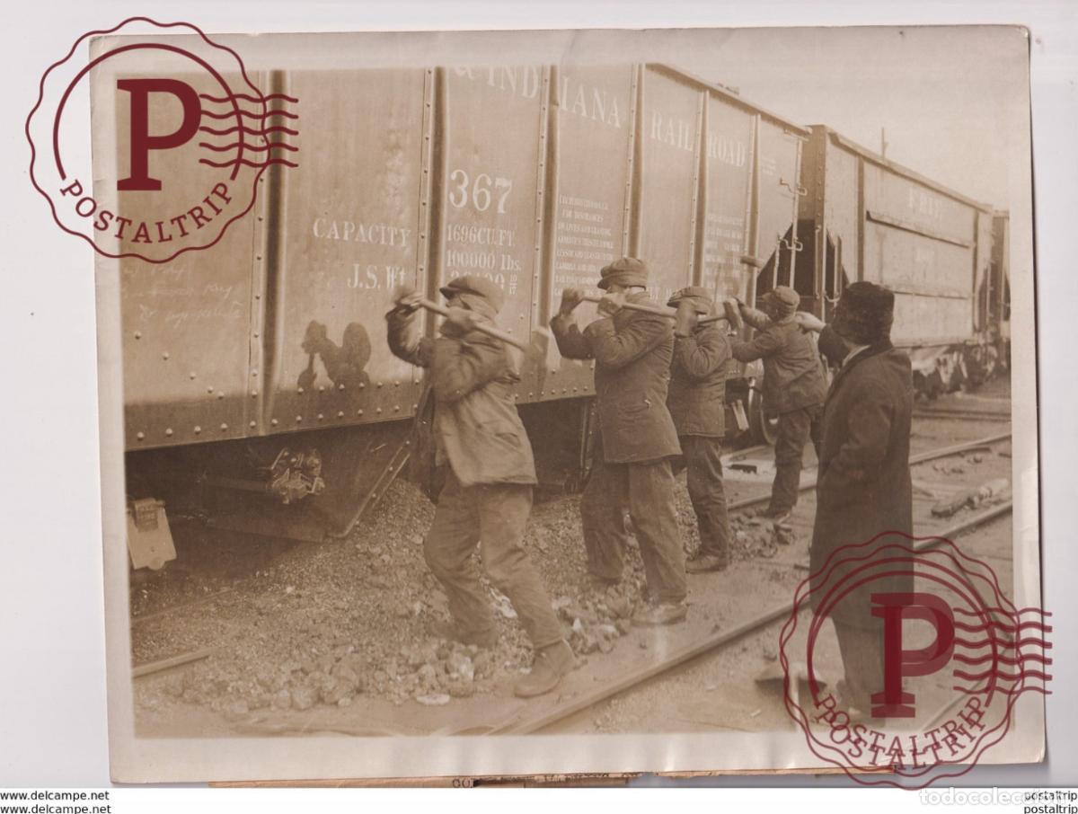 Fotograf&iacute;a antigua: COAL FAMINE NEW JERSEY INDIANA RAILROAD TRAIN TREN CHEMIN DE FER 24*19CM Fonds Victor FORBIN 1864-1