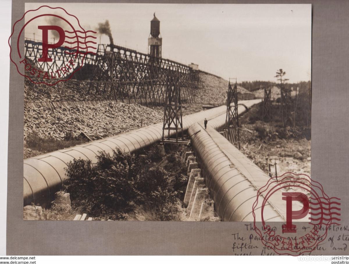 Fotograf&iacute;a antigua: PENSTOCKS WOOD PILE USA forest xylology, forestry 30*23CM Fonds Victor FORBIN 1864-1947