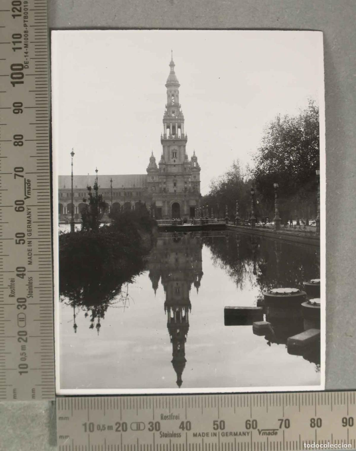 Antique Photography: FOTOGRAFIA. Sevilla - Plaza de Espa&ntilde;a - Canal y Torre Norte SEVILLA HACIA 1940