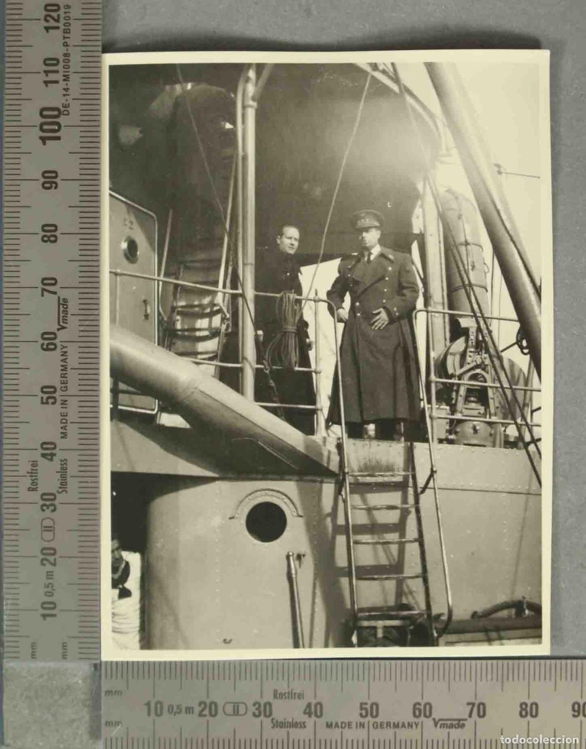 Fotograf&iacute;a antigua: FOTOGRAFIA. MILITAR EMBARCACION MARINA HACIA 1940 MALAGA