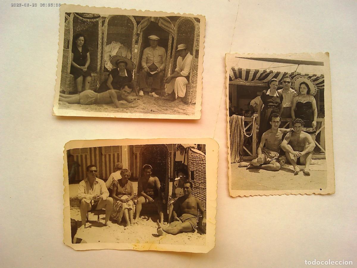 Fotograf&iacute;a antigua: LOTE DE 3 FOTOS DE GENTE EN BA&Ntilde;ADOR EN LA PLAYA . CADIZ , A&Ntilde;OS 50