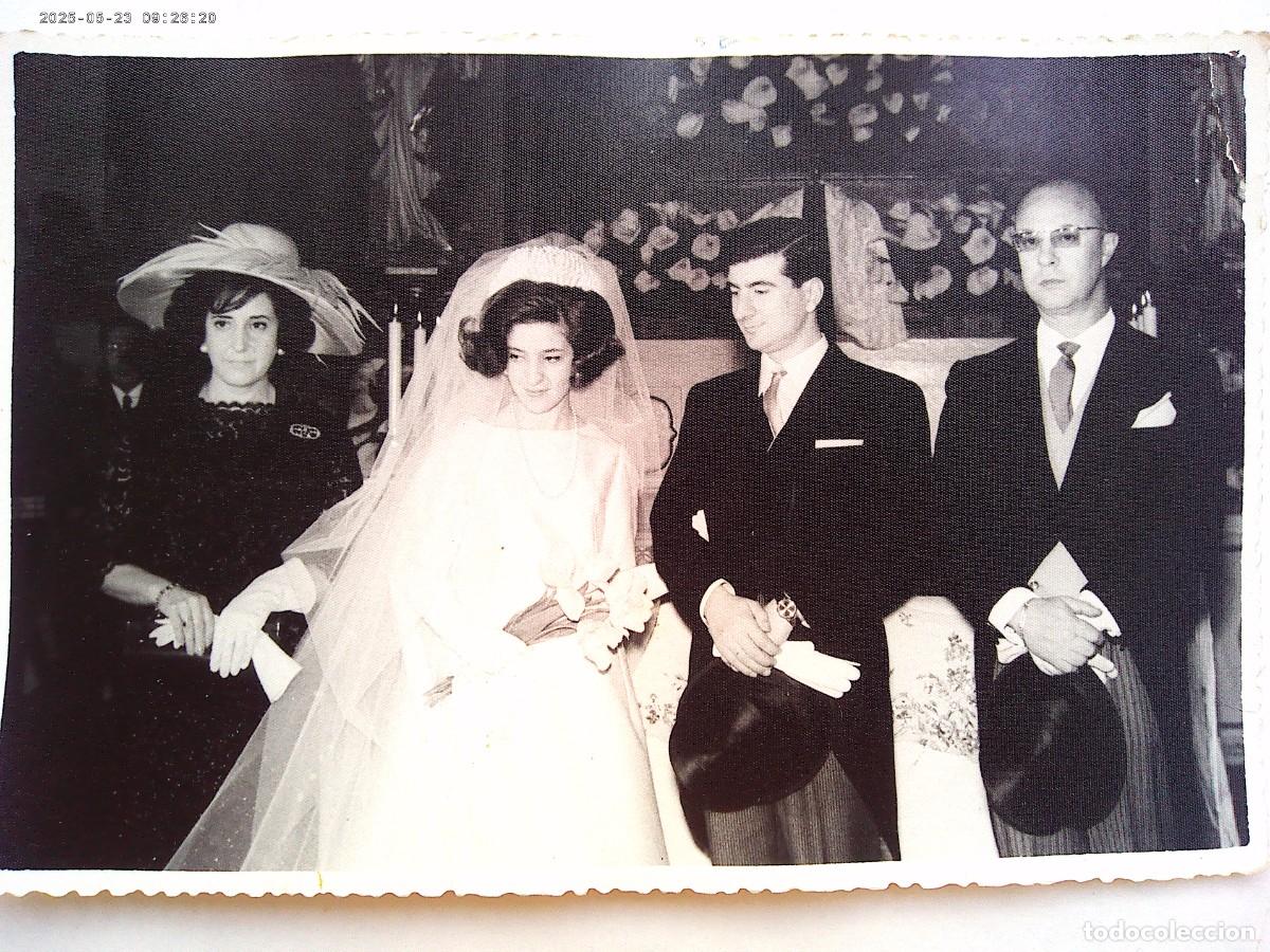 Fotograf&iacute;a antigua: FOTO DE BODA : NOVIOS Y PADRINOS , CON CHISTERA, ETC . DE REX , PALENCIA ....... 11,5 X 17,5 CM