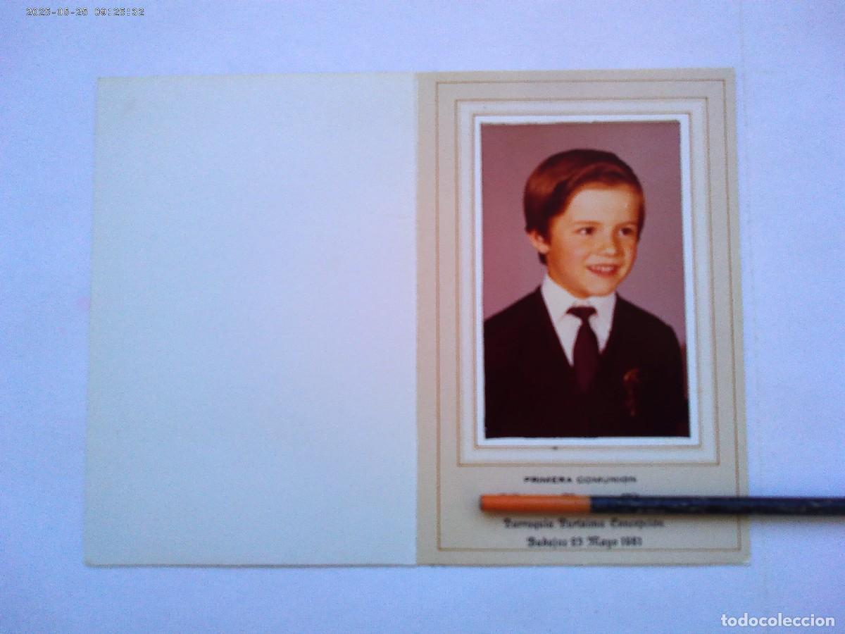 Antique Photography: PRECIOSA FOTO A COLOR DE ESTUDIO DE NI&Ntilde;O DE PRIMERA COMUNION EN ESTAMPA . BADAJOZ , 1981