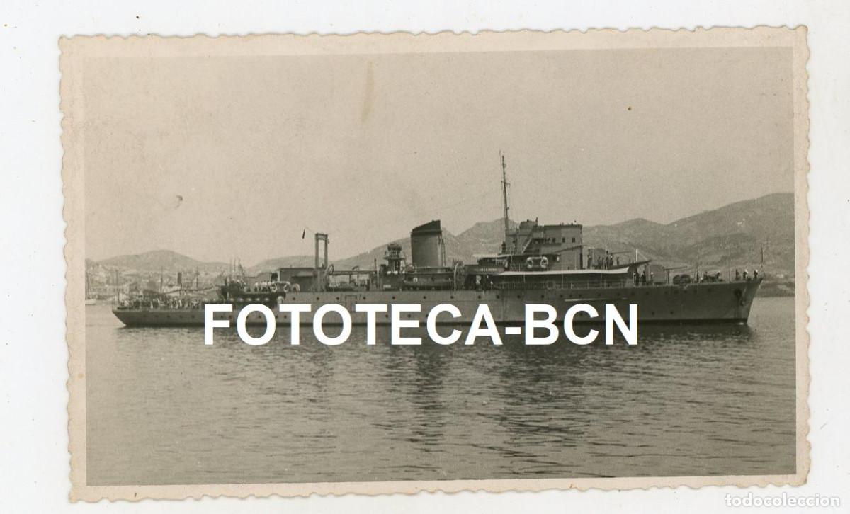 Photographie ancienne: FOTO ORIGINAL BARCO DE GUERRA ESPA&Ntilde;OL SELLO FOTOGRAFO CASAU CARTAGENA