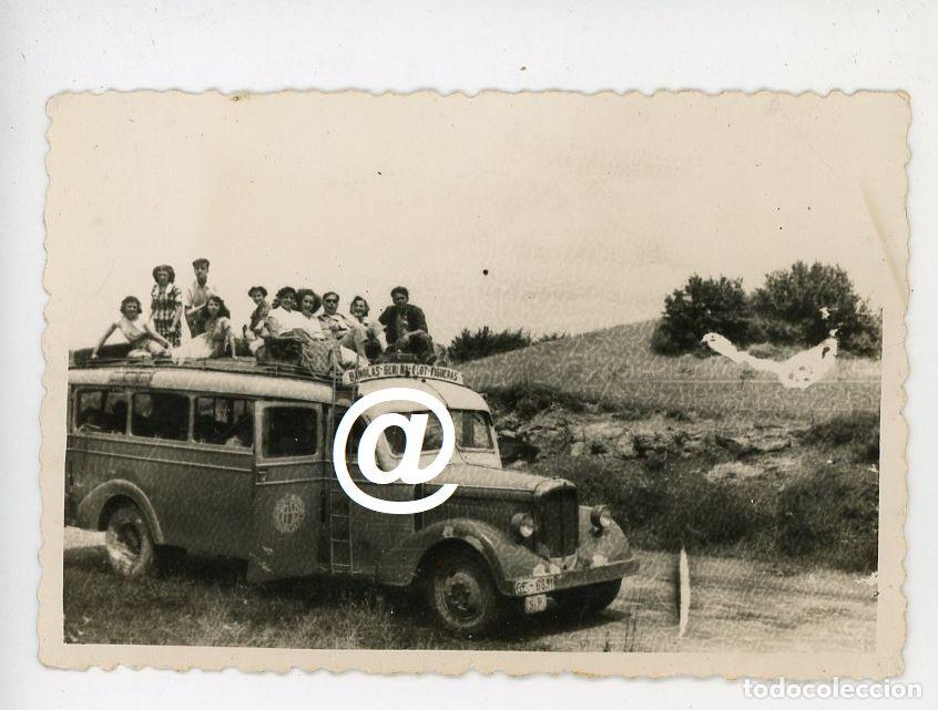 Fotograf&iacute;a antigua: FOTO AUTOCAR VIAJERA CHEVROLET MATRICULA GIRONA LINEA BANYOLES GIRONA OLOT FIGUERES A&Ntilde;OS 40