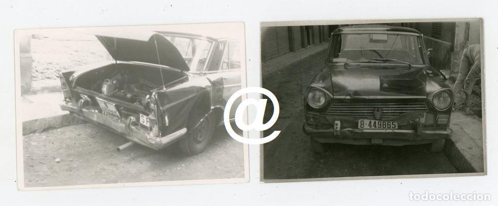 Fotograf&iacute;a antigua: 2 FOTOS TAXI SEAT 1500 ACCIDENTADO MATRICULA BARCELONA