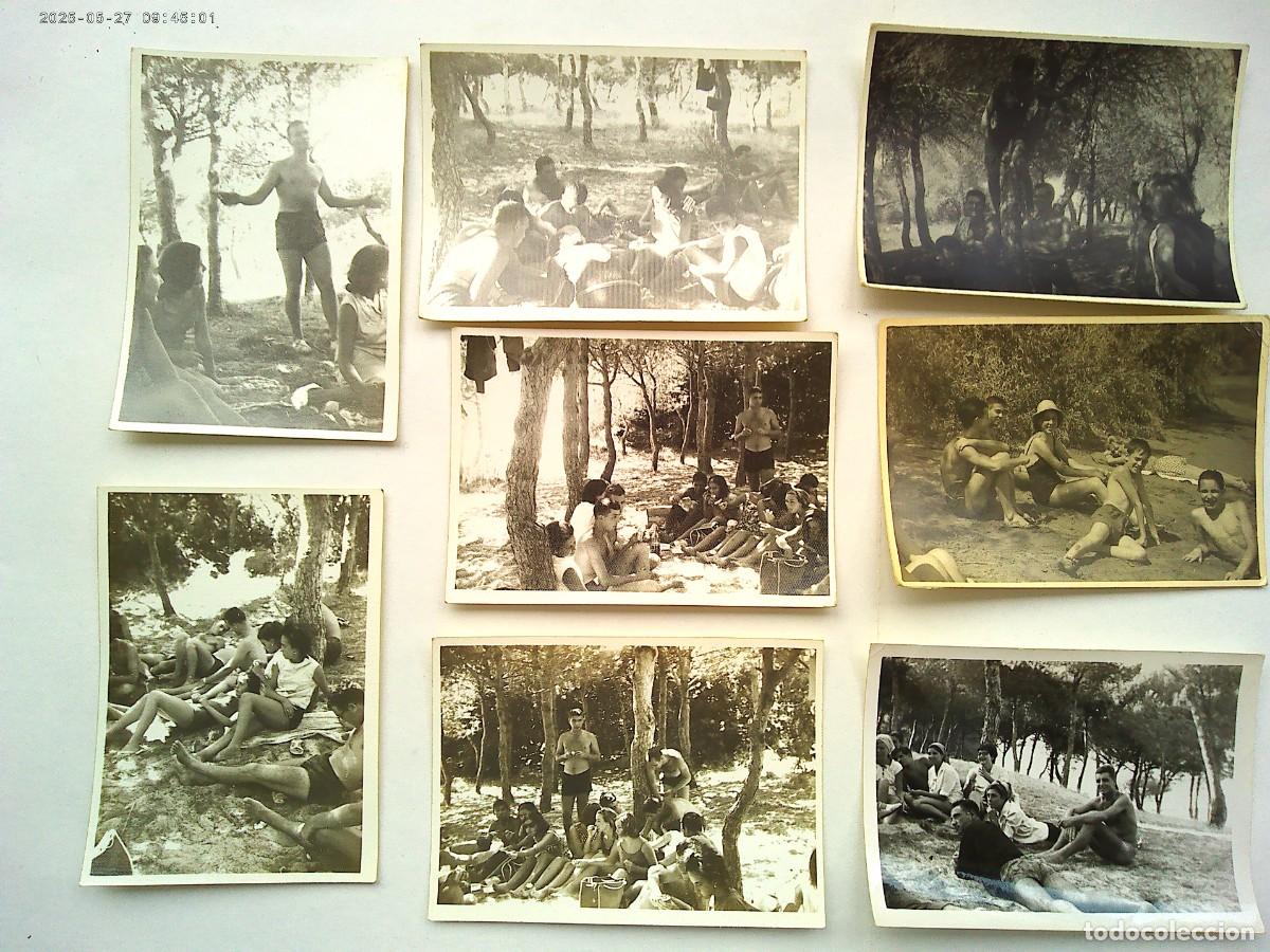 Fotograf&iacute;a antigua: LOTE DE 8 FOTOS DE JOVENES EN EL CAMPO , ALGUNOS LIGEROS DE ROPA