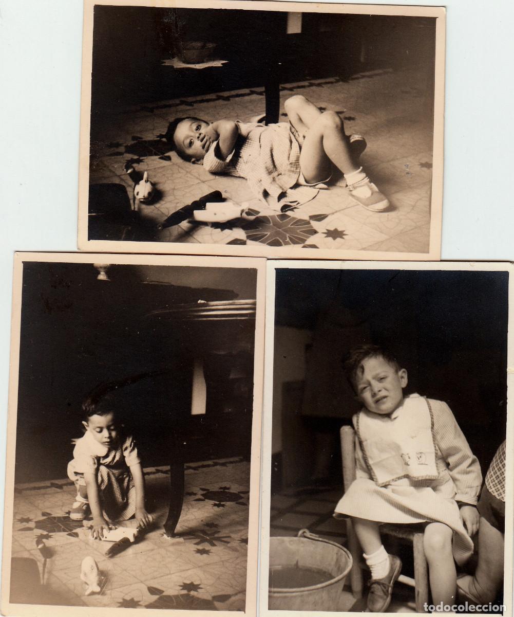 Alte Fotografie: 3 curiosas fotos. Ni&ntilde;o con sus juguetes. Albacete. A&ntilde;os 50 pc