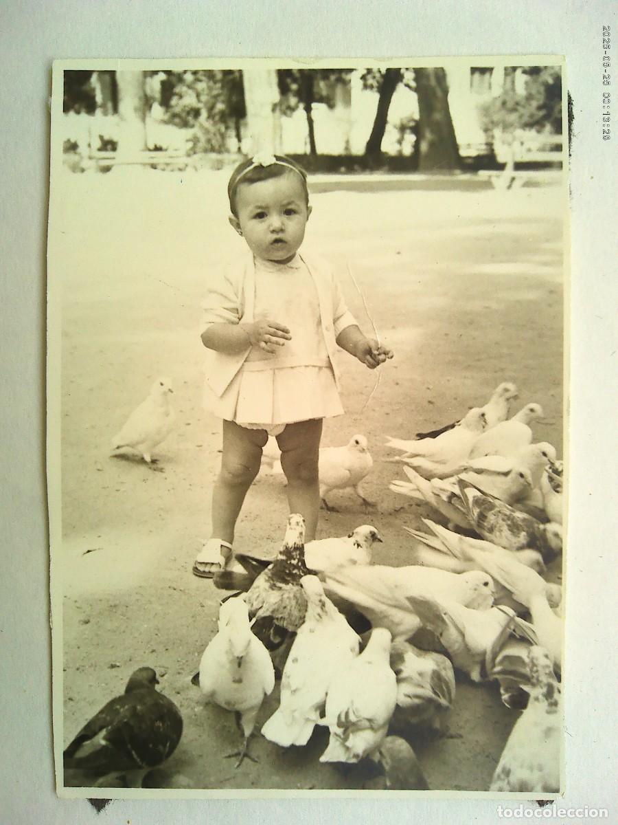 Fotografia antiga: MINUTERO DE FOTOGRAFO CALLEJERO : NI&Ntilde;A EN PLAZA DE LAS PALOMAS