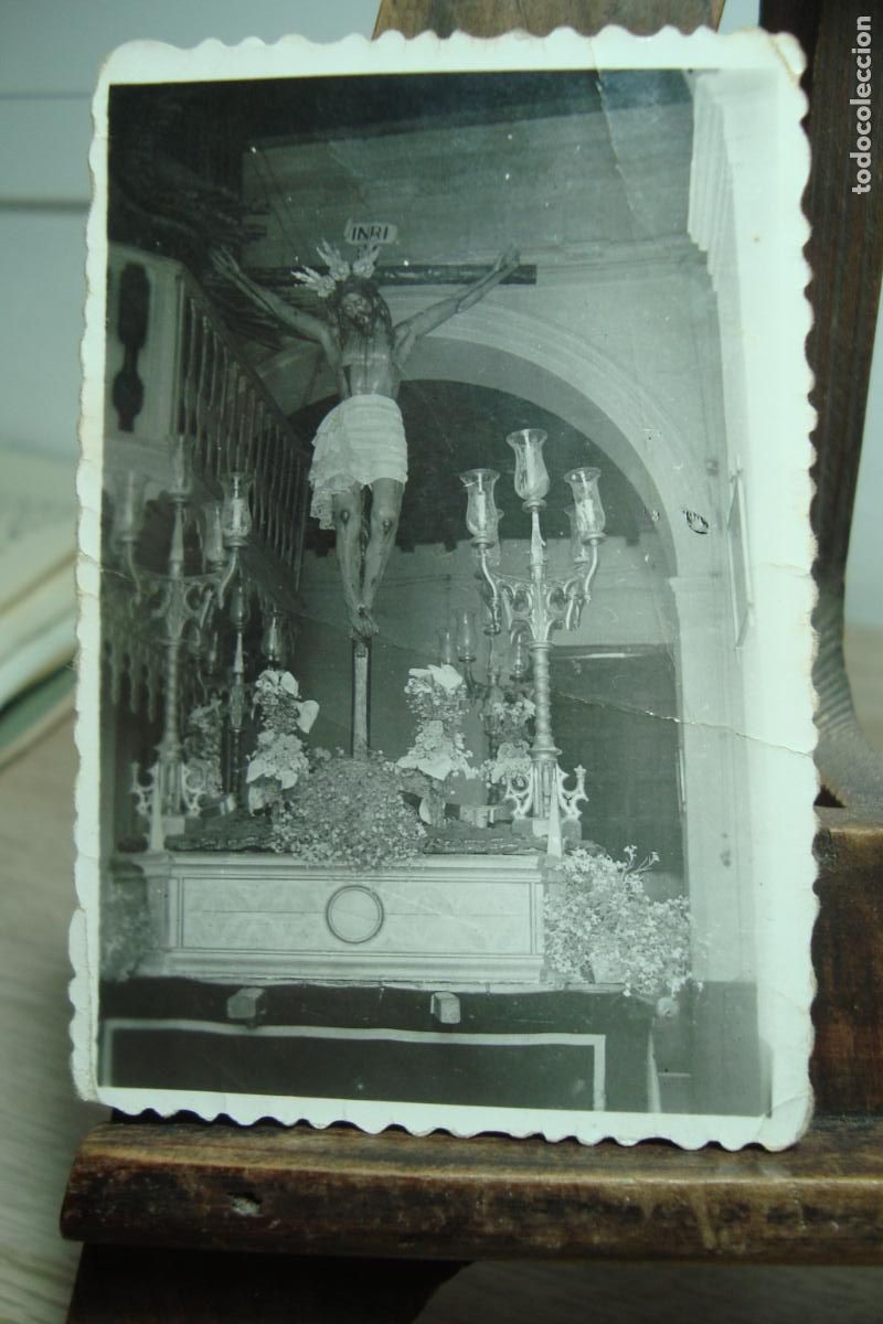 Fotograf&iacute;a antigua: ANTIGUA FOTOGRAFIA CRISTO DE ESPARTINAS SEVILLA EN SU PASO. A&Ntilde;OS 40?