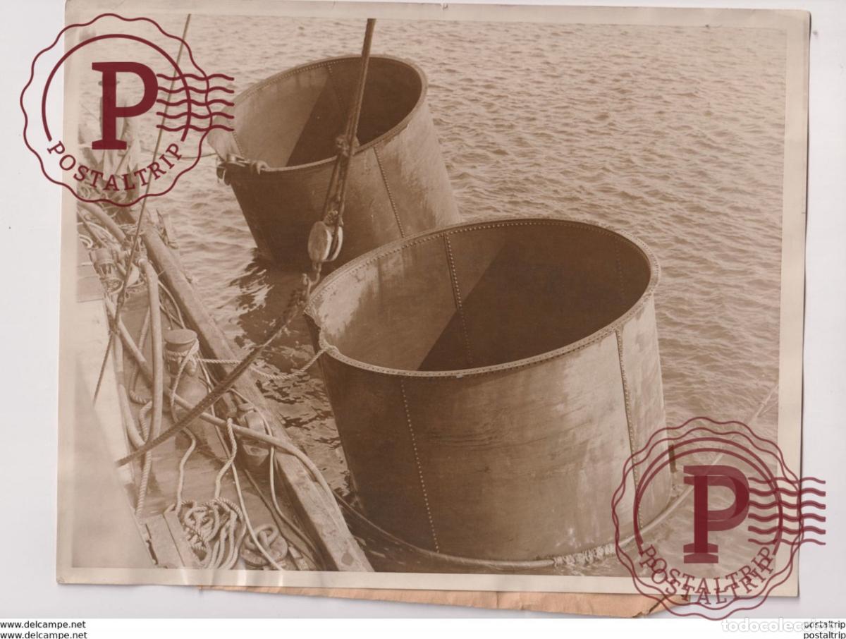 Fotograf&iacute;a antigua: CRAB MACHINE FOR SALVAGING SUNKEN SHIPS WHITESTONE LANDING 25*20 cm Fonds Victor FORBIN 1864-1947