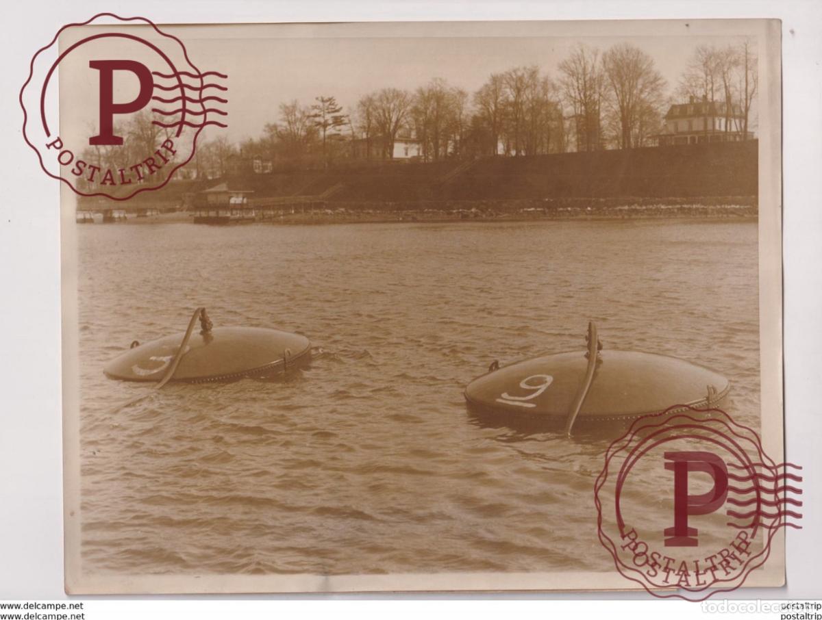 Fotograf&iacute;a antigua: CRAB MACHINE FOR SALVAGING SUNKEN SHIPS WHITESTONE LANDING 25*20 cm Fonds Victor FORBIN 1864-1947