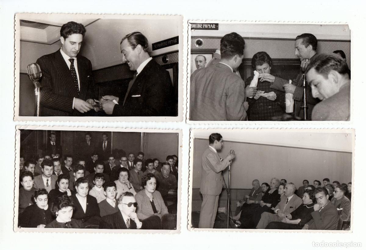 Fotograf&iacute;a antigua: 4 fotos Grabaci&oacute;n de un programa de radio. Concurso. Entrega de premios Foto Pacheco Vigo A&ntilde;os 40 pc