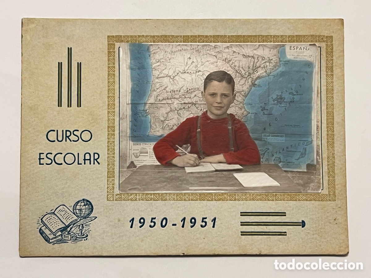 Fotograf&iacute;a antigua: VALENCIA. Recuerdo Escolar. El ni&ntilde;o del jersey rojo que utilizaba tirantes.. Curso 1950-51