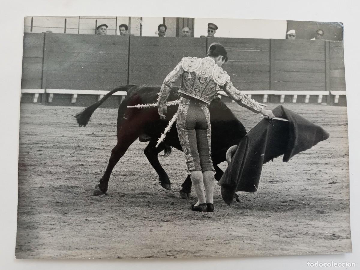 Fotograf&iacute;a antigua: FOTO DE CORRIDA DE TOROS : TORERO EN PLENA FAENA Y TORO . DE ARJONA, SEVILLA .... 13 X 18 CM