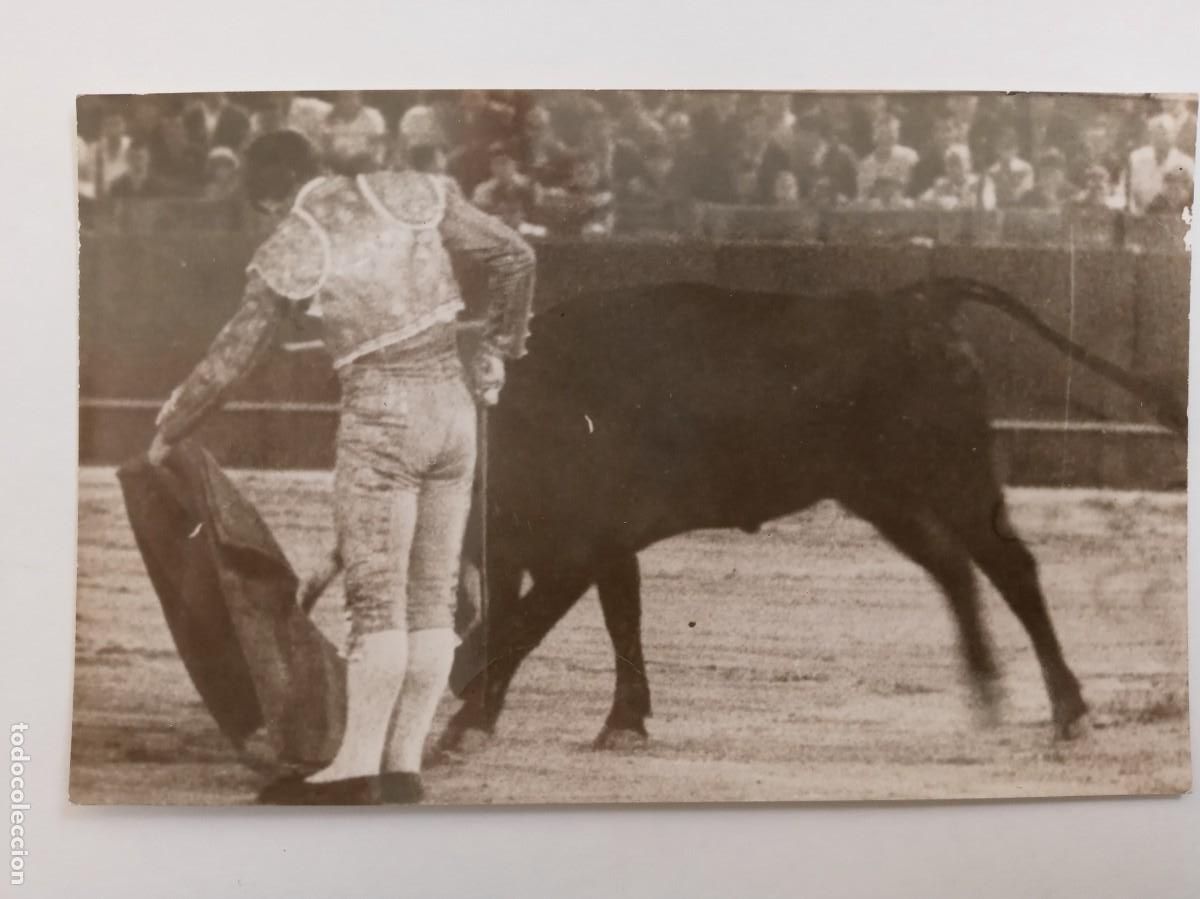 Fotograf&iacute;a antigua: FOTO DE CORRIDA DE TOROS: TORERO RAFAEL ( DE PAULA ? ) EN PLENA FAENA , DEDICADA Y FIRMADA . 1963