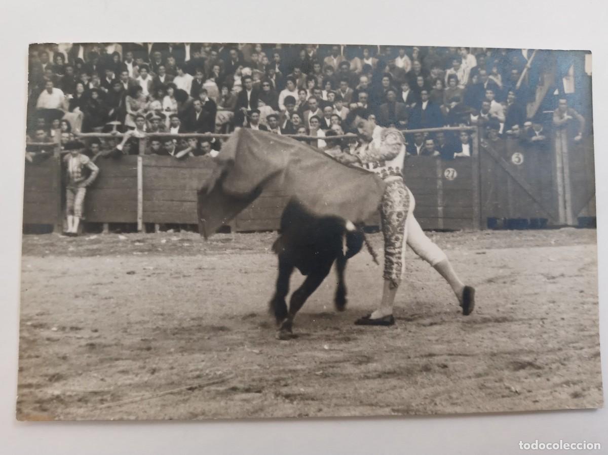 Fotograf&iacute;a antigua: FOTO DE CORRIDA DE TOROS : TORERO EN PLENA FAENA Y TORO. DE SALVADOR , SALAMANCA