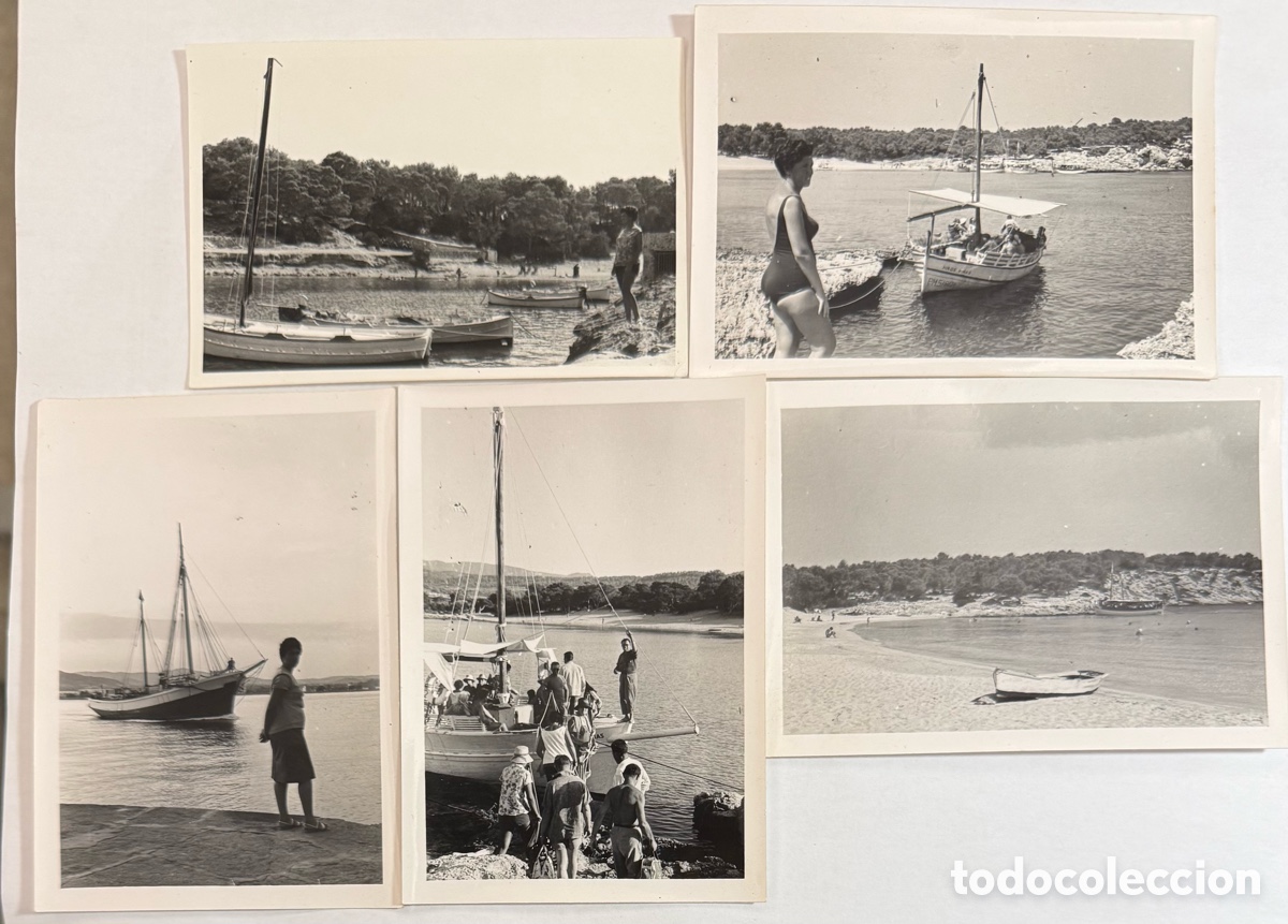 Photographie ancienne: Ibiza lote de 5 fotos playas Cala Bassa Gracio Escollera 1962