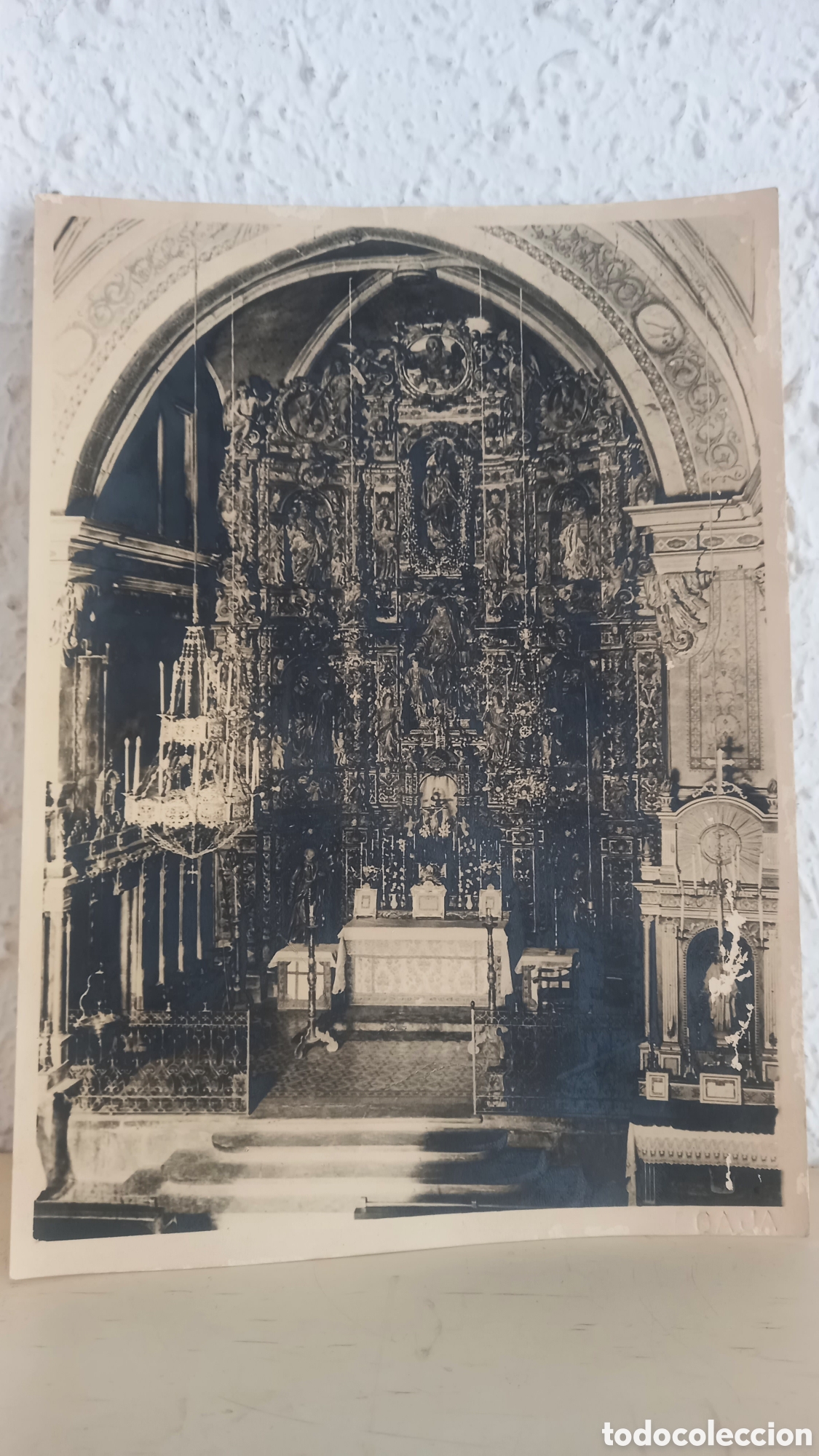 Fotograf&iacute;a antigua: SAN QUIRICO DE BESORA. Foto altar de la Iglesia. Foto GAJA 23 x 17 ctms