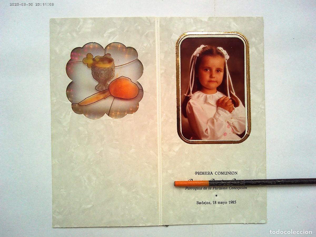 Fotograf&iacute;a antigua: PRECIOSA FOTO DE ESTUDIO A COLOR DE NI&Ntilde;A DE PRIMERA COMUNION EN ESTAMPA . BADAJOZ , 1985