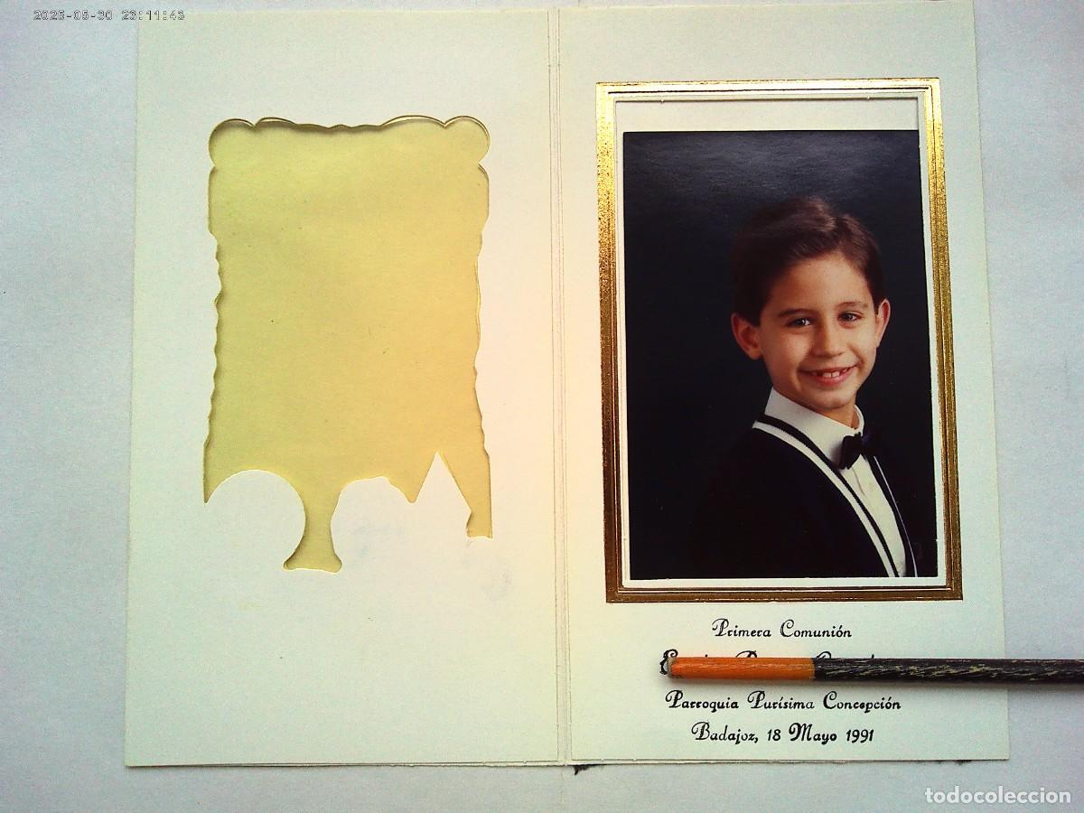 Fotograf&iacute;a antigua: PRECIOSA FOTO DE ESTUDIO A COLOR DE NI&Ntilde;O DE PRIMERA COMUNION EN ESTAMPA . BADAJOZ , 1991