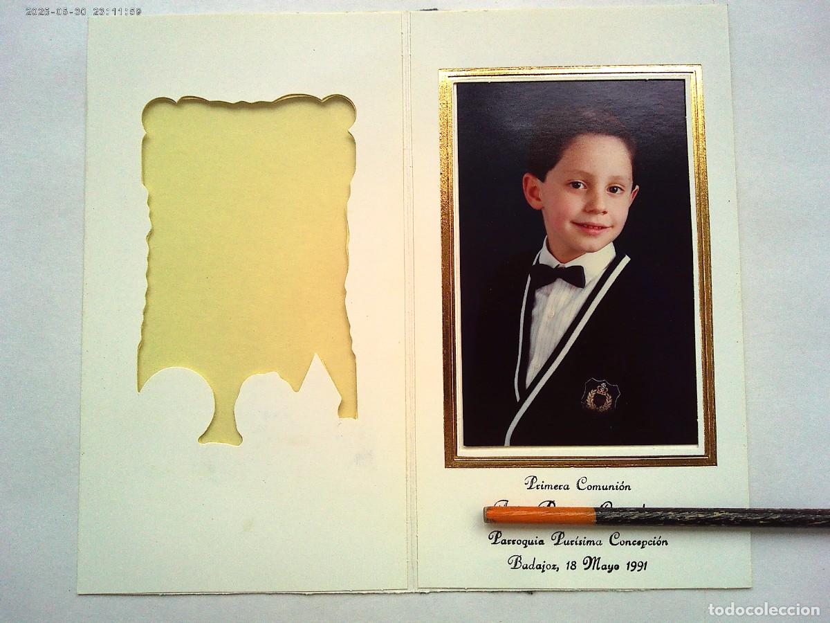Fotograf&iacute;a antigua: PRECIOSA FOTO DE ESTUDIO A COLOR DE NI&Ntilde;O DE PRIMERA COMUNION EN ESTAMPA . BADAJOZ 1991